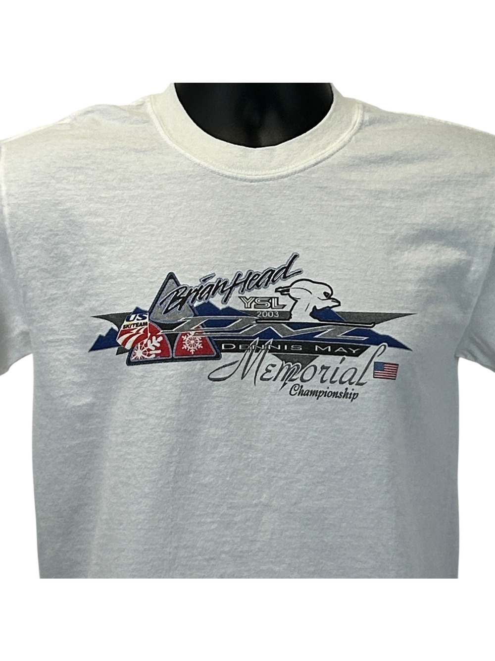 Vintage Y2Ks Brian Head Resort Skiing T Shirt White US Ski Team Unisex S Small